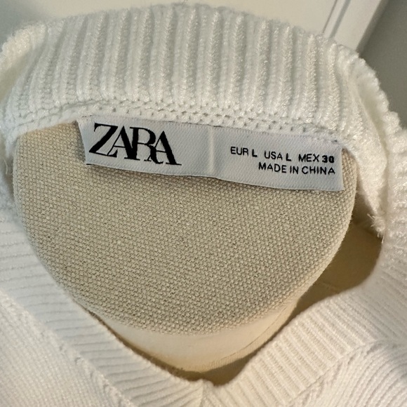ZARA NEW WOMAN SS24 WHITE KNIT CROPPED SWEATER - Picture 4 of 5